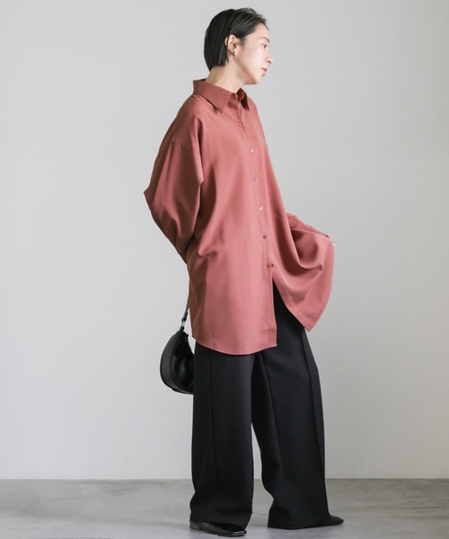 select MOCA（セレクトモカ）の「シルキータッチオーバーシャツ（シャツ/ブラウス・レディース・アイボリー/スモークピンク/グレー・FREE）」の9枚目の写真