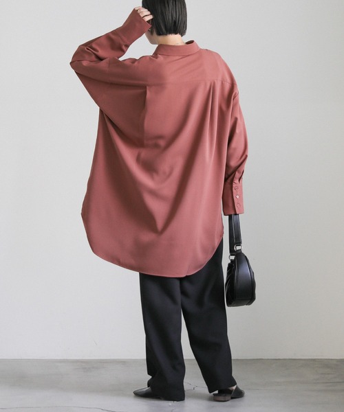 select MOCA（セレクトモカ）の「シルキータッチオーバーシャツ（シャツ/ブラウス・レディース・アイボリー/スモークピンク/グレー・FREE）」の14枚目の写真