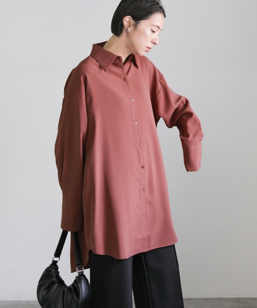 select MOCA（セレクトモカ）の「シルキータッチオーバーシャツ（シャツ/ブラウス・レディース・アイボリー/スモークピンク/グレー・FREE）」の7枚目の写真