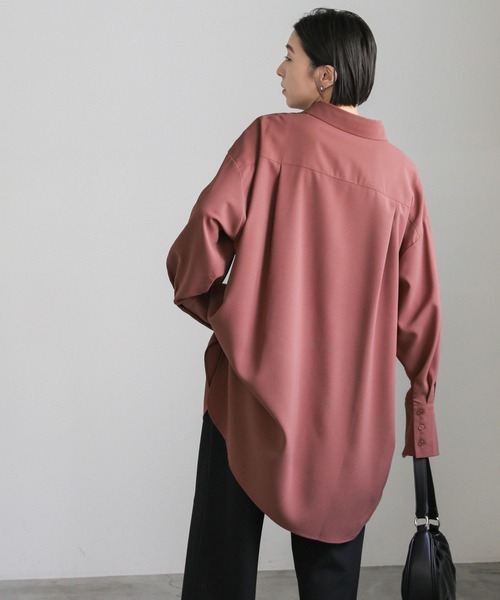 select MOCA（セレクトモカ）の「シルキータッチオーバーシャツ（シャツ/ブラウス・レディース・アイボリー/スモークピンク/グレー・FREE）」の12枚目の写真