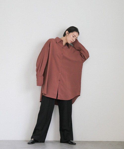 select MOCA（セレクトモカ）の「シルキータッチオーバーシャツ（シャツ/ブラウス・レディース・アイボリー/スモークピンク/グレー・FREE）」の10枚目の写真