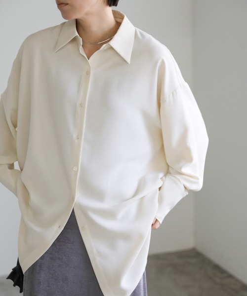 select MOCA（セレクトモカ）の「シルキータッチオーバーシャツ（シャツ/ブラウス・レディース・アイボリー/スモークピンク/グレー・FREE）」の15枚目の写真