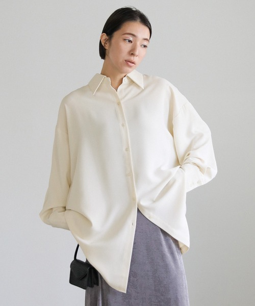 select MOCA（セレクトモカ）の「シルキータッチオーバーシャツ（シャツ/ブラウス・レディース・アイボリー/スモークピンク/グレー・FREE）」の17枚目の写真