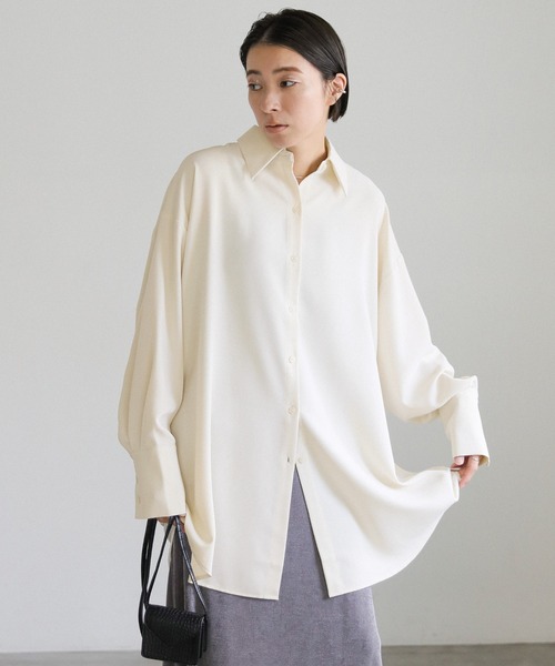 select MOCA（セレクトモカ）の「シルキータッチオーバーシャツ（シャツ/ブラウス・レディース・アイボリー/スモークピンク/グレー・FREE）」の19枚目の写真