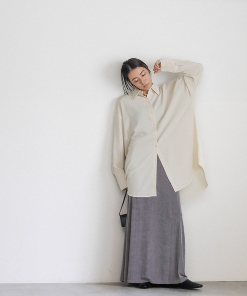 select MOCA（セレクトモカ）の「シルキータッチオーバーシャツ（シャツ/ブラウス・レディース・アイボリー/スモークピンク/グレー・FREE）」の20枚目の写真
