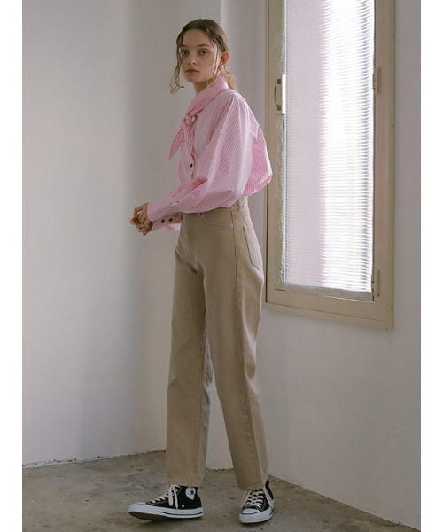 CHAROL(シャロル)の「スカーフネックストライプシャツ(シャツ/ブラウス・レディース・ブルー/ピンク・FREE)」の10枚目の写真