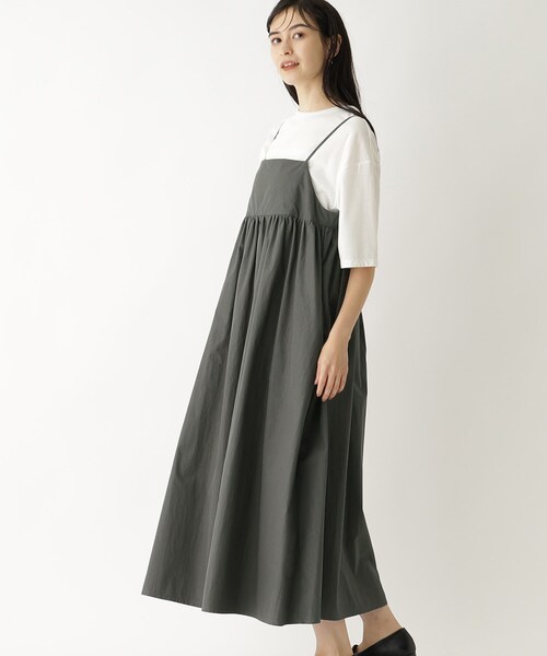 OPAQUE.CLIP（オペークドットクリップ）の「◆《ツインセット》Tシャツ×キャミワンピース【洗濯機洗い可】（ワンピース・レディース・ブラック/ブラウン系その他/チャコールグレー・36/40/38）」の8枚目の写真