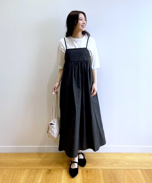 OPAQUE.CLIP（オペークドットクリップ）の「◆《ツインセット》Tシャツ×キャミワンピース【洗濯機洗い可】（ワンピース・レディース・ブラック/ブラウン系その他/チャコールグレー・36/40/38）」の14枚目の写真