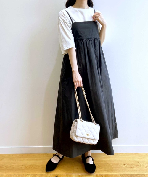 OPAQUE.CLIP（オペークドットクリップ）の「◆《ツインセット》Tシャツ×キャミワンピース【洗濯機洗い可】（ワンピース・レディース・ブラック/ブラウン系その他/チャコールグレー・36/40/38）」の17枚目の写真