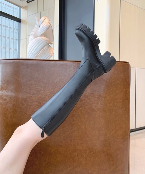 Futier land（フューティアランド）の「美脚チャンキーヒールロングブーツ（ブーツ・レディース・ブラック・40/39/38/36/37）」の11枚目の写真