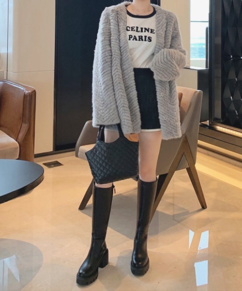 Futier land（フューティアランド）の「美脚チャンキーヒールロングブーツ（ブーツ・レディース・ブラック・40/39/38/36/37）」の13枚目の写真