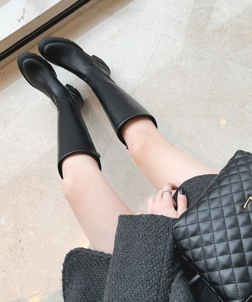 Futier land（フューティアランド）の「美脚チャンキーヒールロングブーツ（ブーツ・レディース・ブラック・40/39/38/36/37）」の20枚目の写真