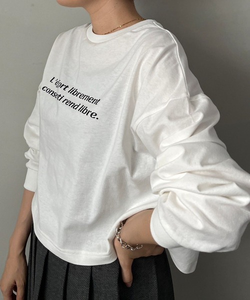 LOWRYS FARM（ローリーズファーム）の「ショートロゴＴシャツロングスリーブ　979557（Tシャツ/カットソー・レディース・オフホワイト/アイボリー/グレー・FREE）」の5枚目の写真
