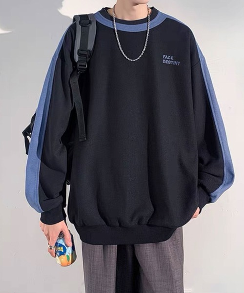 Theater code(シアターコード)の「▲by color cut sew/袖ライン カットソー バイカラー(Tシャツ/カットソー・メンズ・ネイビー/ベージュ/ブラック・2/3)」の3枚目の写真