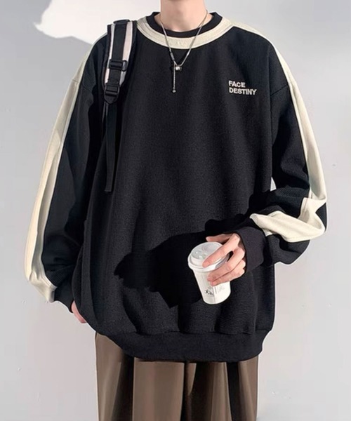 Theater code(シアターコード)の「▲by color cut sew/袖ライン カットソー バイカラー(Tシャツ/カットソー・メンズ・ネイビー/ベージュ/ブラック・2/3)」の2枚目の写真