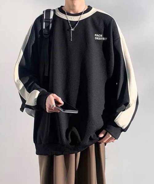 Theater code(シアターコード)の「▲by color cut sew/袖ライン カットソー バイカラー(Tシャツ/カットソー・メンズ・ネイビー/ベージュ/ブラック・2/3)」の5枚目の写真