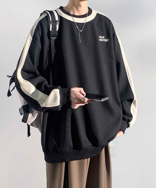 Theater code(シアターコード)の「▲by color cut sew/袖ライン カットソー バイカラー(Tシャツ/カットソー・メンズ・ネイビー/ベージュ/ブラック・2/3)」の6枚目の写真