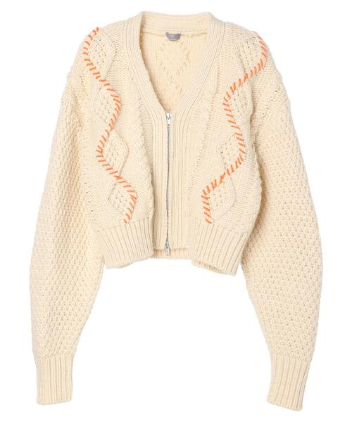 KBF（ケイビーエフ）の「KBF　ハンドステッチケーブルZIPアウター（その他アウター・レディース・アイボリー/ライトグレー・FREE）」の22枚目の写真