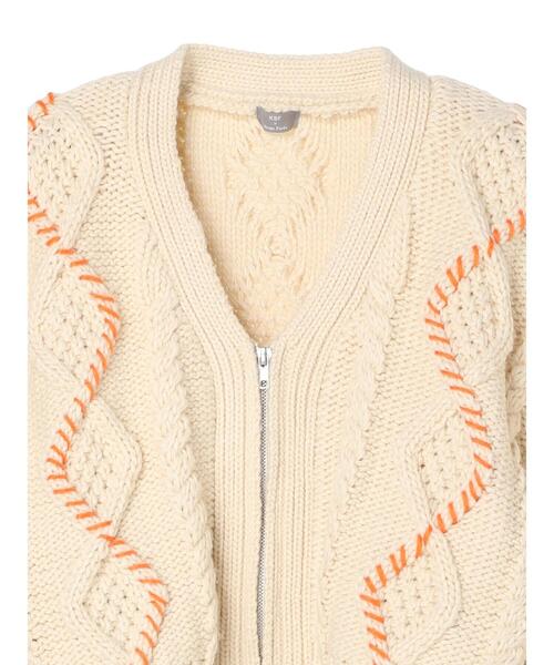 KBF（ケイビーエフ）の「KBF　ハンドステッチケーブルZIPアウター（その他アウター・レディース・アイボリー/ライトグレー・FREE）」の20枚目の写真