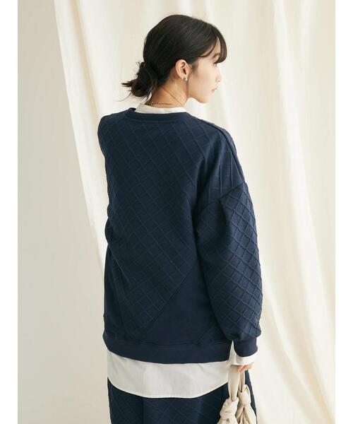 CRAFT STANDARD BOUTIQUE(クラフトスタンダードブティック)の「ふくれジャカード切替プルオーバー(Tシャツ/カットソー・レディース・ネイビー/グレイッシュベージュ・FREE)」の8枚目の写真