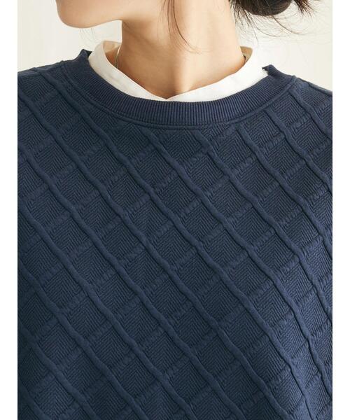 CRAFT STANDARD BOUTIQUE(クラフトスタンダードブティック)の「ふくれジャカード切替プルオーバー(Tシャツ/カットソー・レディース・ネイビー/グレイッシュベージュ・FREE)」の9枚目の写真