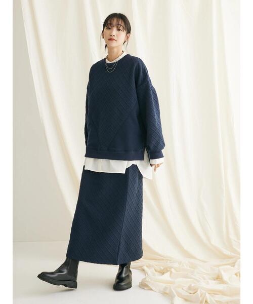 CRAFT STANDARD BOUTIQUE(クラフトスタンダードブティック)の「ふくれジャカード切替プルオーバー(Tシャツ/カットソー・レディース・ネイビー/グレイッシュベージュ・FREE)」の13枚目の写真