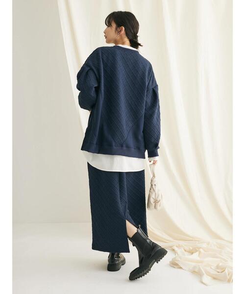 CRAFT STANDARD BOUTIQUE(クラフトスタンダードブティック)の「ふくれジャカード切替プルオーバー(Tシャツ/カットソー・レディース・ネイビー/グレイッシュベージュ・FREE)」の15枚目の写真