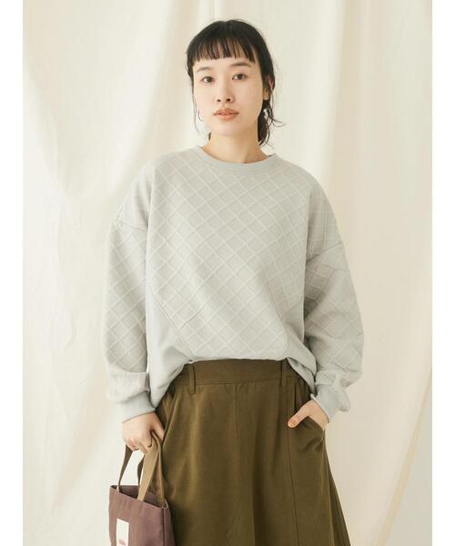 CRAFT STANDARD BOUTIQUE(クラフトスタンダードブティック)の「ふくれジャカード切替プルオーバー(Tシャツ/カットソー・レディース・ネイビー/グレイッシュベージュ・FREE)」の17枚目の写真