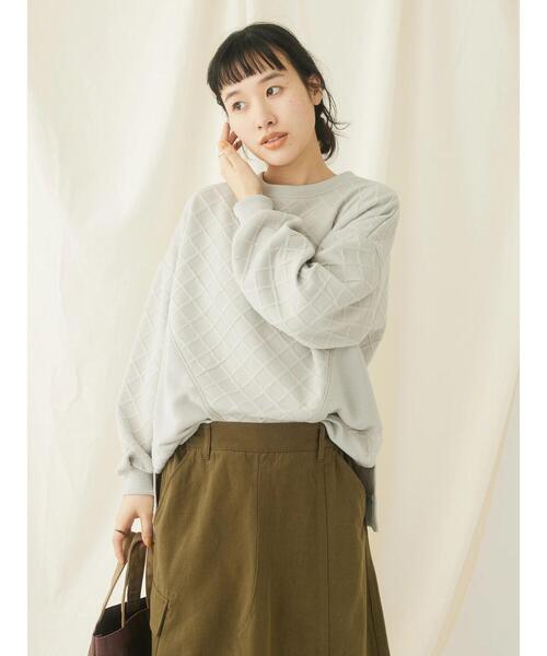CRAFT STANDARD BOUTIQUE(クラフトスタンダードブティック)の「ふくれジャカード切替プルオーバー(Tシャツ/カットソー・レディース・ネイビー/グレイッシュベージュ・FREE)」の18枚目の写真