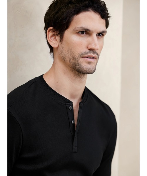 【セール】BANANA REPUBLIC FACTORY STORE ミニリブ ヘンリーTシャツ（Tシャツ/カットソー）｜BANANA