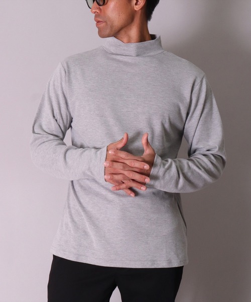 BAYBLO(ベイブロ)の「(MI)【ユニセックス】ブラッシュド スムース モックネック 長袖 Tシャツ(Tシャツ/カットソー・メンズ・ブラック/杢グレー/チャコールグレー×ブラック/アイボリー・LARGE/X-LARGE/MEDIUM)」の6枚目の写真