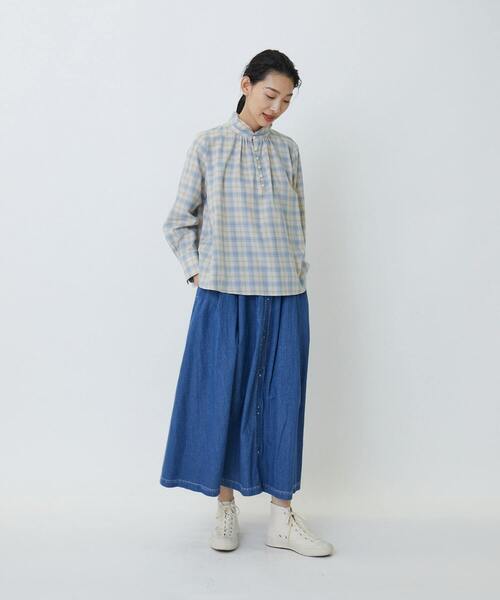 LOISIR（ロワズィール）の「二重フレアーカラーブラウス（シャツ/ブラウス・レディース・アイボリー/チェック/グレー・FREE）」の12枚目の写真