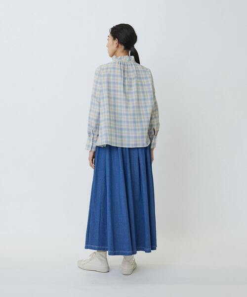 LOISIR（ロワズィール）の「二重フレアーカラーブラウス（シャツ/ブラウス・レディース・アイボリー/チェック/グレー・FREE）」の15枚目の写真