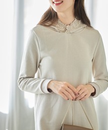 【ZOZO限定】立体フラワーレース付き裏毛パーカーワンピース