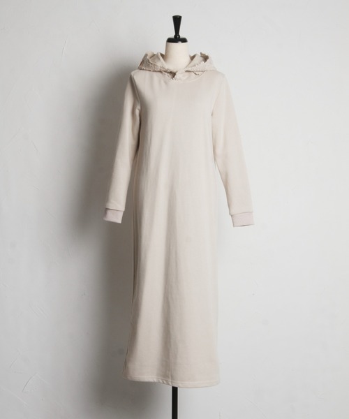 ZOZO限定】立体フラワーレース付き裏毛パーカーワンピース（ワンピース