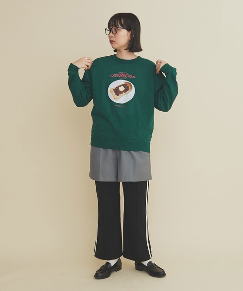 I am I in fact...(アイアムアイインファクト)の「GOOD MORNING HOUSE プリント スウェット(スウェット・レディース・グリーン/グレー・FREE)」の19枚目の写真