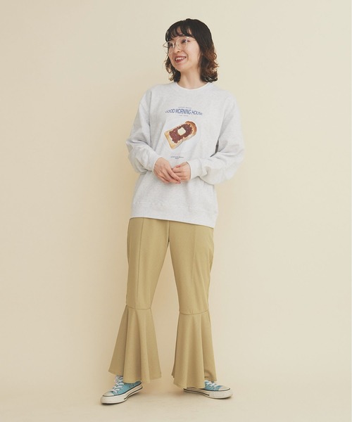 I am I in fact...(アイアムアイインファクト)の「GOOD MORNING HOUSE プリント スウェット(スウェット・レディース・グリーン/グレー・FREE)」の15枚目の写真
