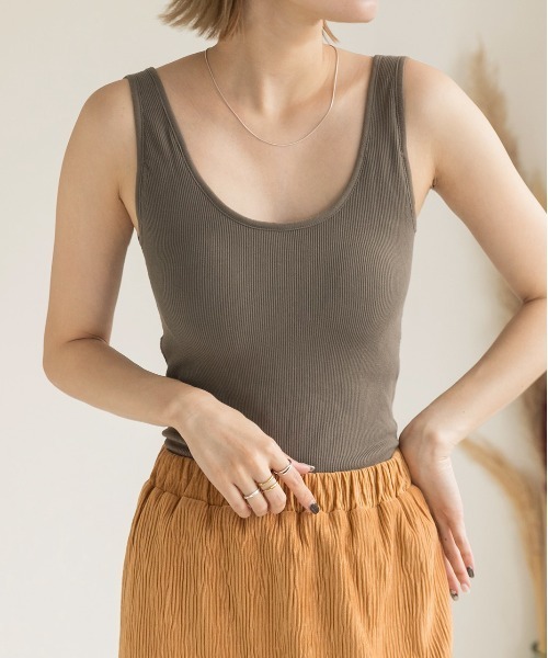 ad thie（アドティエ）の「カップ付き あったかタンクトップ（タンクトップ・レディース・ブラウン/チャコールグレー/ブラック/アイボリー・FREE）」の12枚目の写真