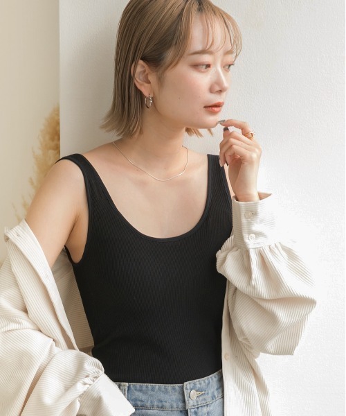 ad thie（アドティエ）の「カップ付き あったかタンクトップ（タンクトップ・レディース・ブラウン/チャコールグレー/ブラック/アイボリー・FREE）」の7枚目の写真