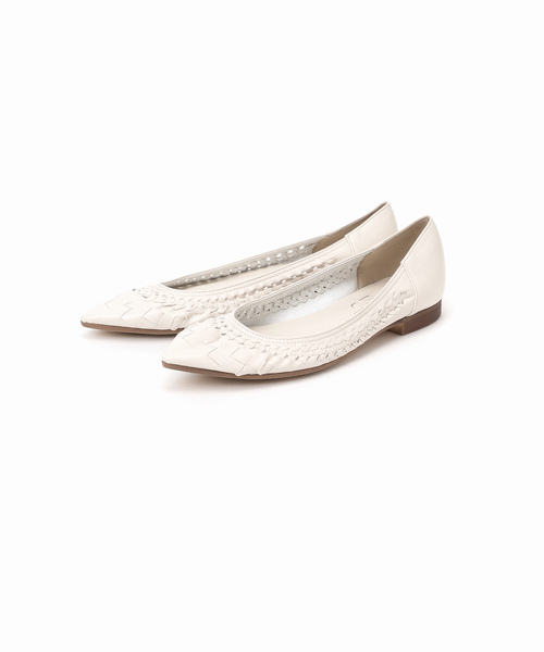 Le Talon ポインテッドサシメッシュフラットシューズ24.5cmホワイト ポインテッドサシメッシュフラット（その他シューズ）｜LE TALON