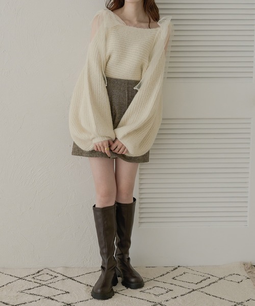 Ambre Neige（アンブルネージュ）の「2wayチュールリボンシャギーニットトップス/WEB/EC限定商品（ニット/セーター・レディース・チャコールグレー/ベビーピンク/アイボリー・FREE）」の7枚目の写真