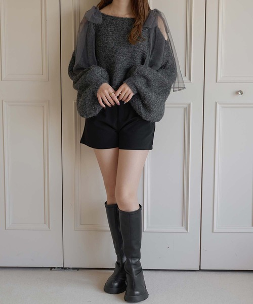 2wayチュールリボンシャギーニットトップス/WEB/EC限定商品（ニット