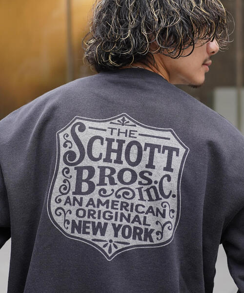 schott(ショット)の「【直営限定】Schott/ショット/FADE CREW SWEAT IRON PLATE/フェードクルー アイアンプレート(スウェット・メンズ・ブラック/その他5/ネイビー・L/XL/M)」の15枚目の写真