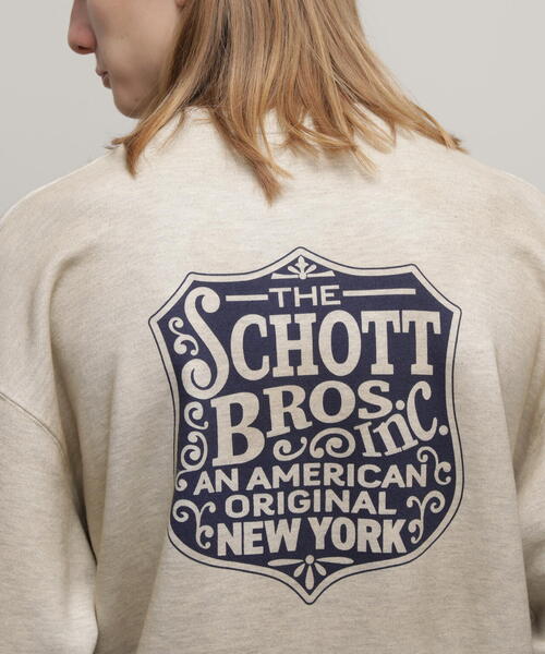 schott(ショット)の「【直営限定】Schott/ショット/FADE CREW SWEAT IRON PLATE/フェードクルー アイアンプレート(スウェット・メンズ・ブラック/その他5/ネイビー・L/XL/M)」の3枚目の写真