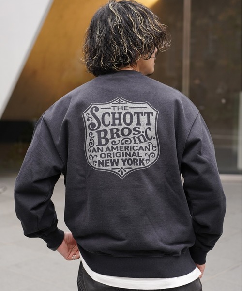 schott(ショット)の「【直営限定】Schott/ショット/FADE CREW SWEAT IRON PLATE/フェードクルー アイアンプレート(スウェット・メンズ・ブラック/その他5/ネイビー・L/XL/M)」の11枚目の写真