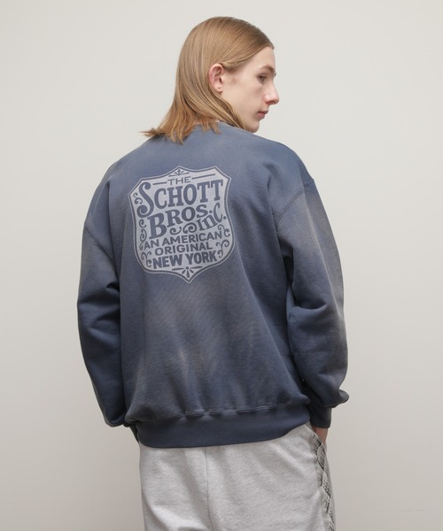 schott(ショット)の「【直営限定】Schott/ショット/FADE CREW SWEAT IRON PLATE/フェードクルー アイアンプレート(スウェット・メンズ・ブラック/その他5/ネイビー・L/XL/M)」の6枚目の写真