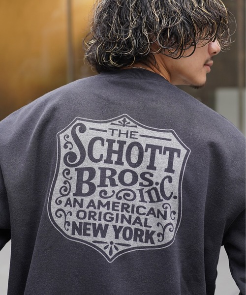 schott(ショット)の「【直営限定】Schott/ショット/FADE CREW SWEAT IRON PLATE/フェードクルー アイアンプレート(スウェット・メンズ・ブラック/その他5/ネイビー・L/XL/M)」の10枚目の写真