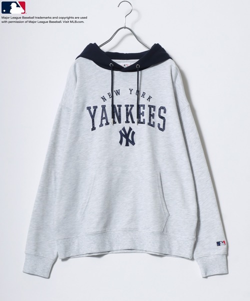 MLB(メジャーリーグベースボール)の「MLB/メジャーリーグベースボール チームロゴ刺繍 スウェット プルオーバーパーカー フーディー レディース メンズ トップス(パーカー・メンズ・アッシュ/ブラック/ホワイト・LL/M/L)」の4枚目の写真