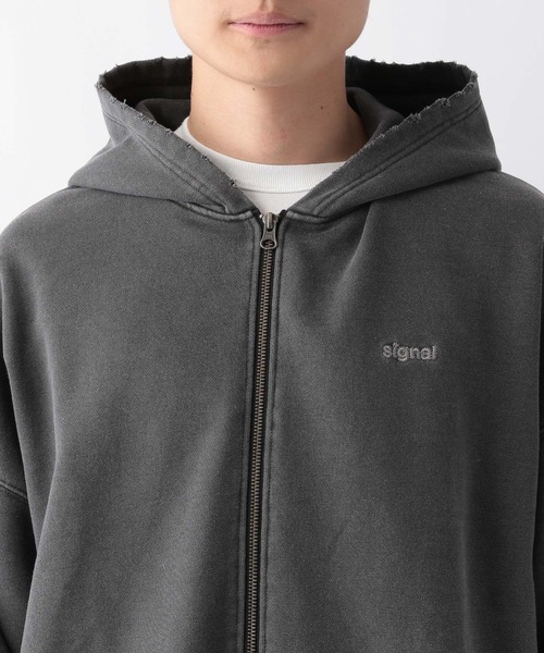 SIGNAL SPORTS（シグナルスポーツ）の「【SIGNAL SPORTS】裏毛/ジップヘビーウェイトダメージスウェットパーカー（パーカー・メンズ・ライトグレー/スミクロ・LARGE/MEDIUM）」の16枚目の写真