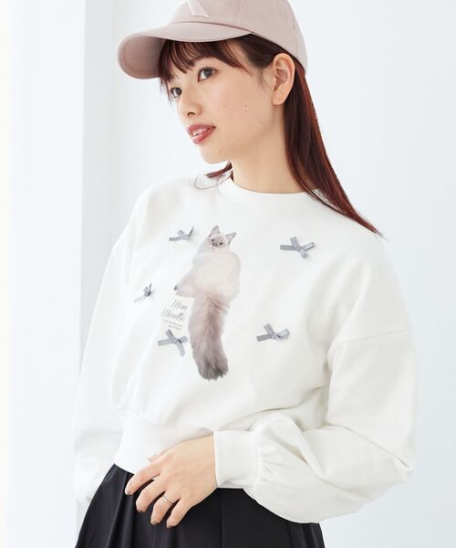 MAJESTIC LEGON（マジェスティックレゴン）の「キャットモチーフスウェット（スウェット・レディース・ブラック/オフホワイト/グレー/ライトグレー・MEDIUM）」の2枚目の写真